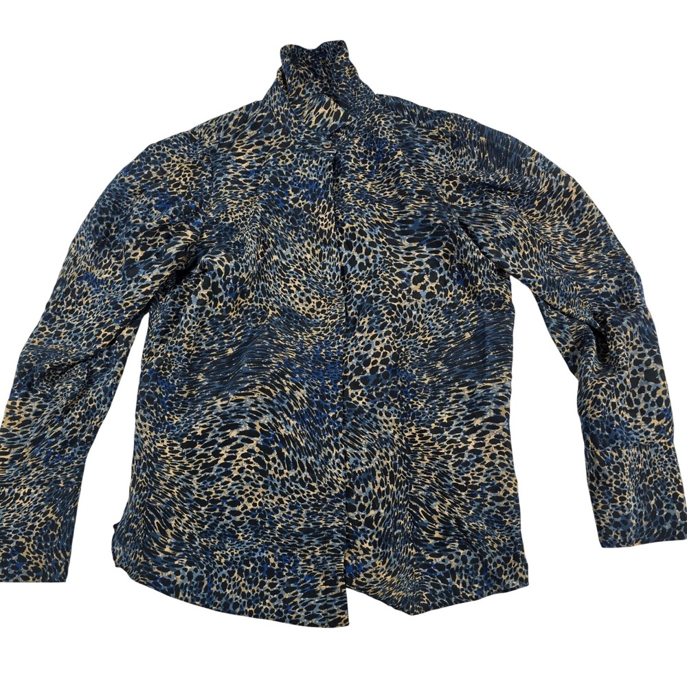 Kobi Halperin Silk Leopard Print Long Sleeve Button Down Shirt XS